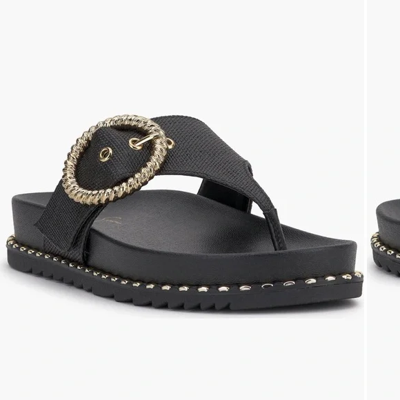 Jessica Simpson Cymmeri Stud Sandal black size 11 Gold Studs - Picture 1 of 10